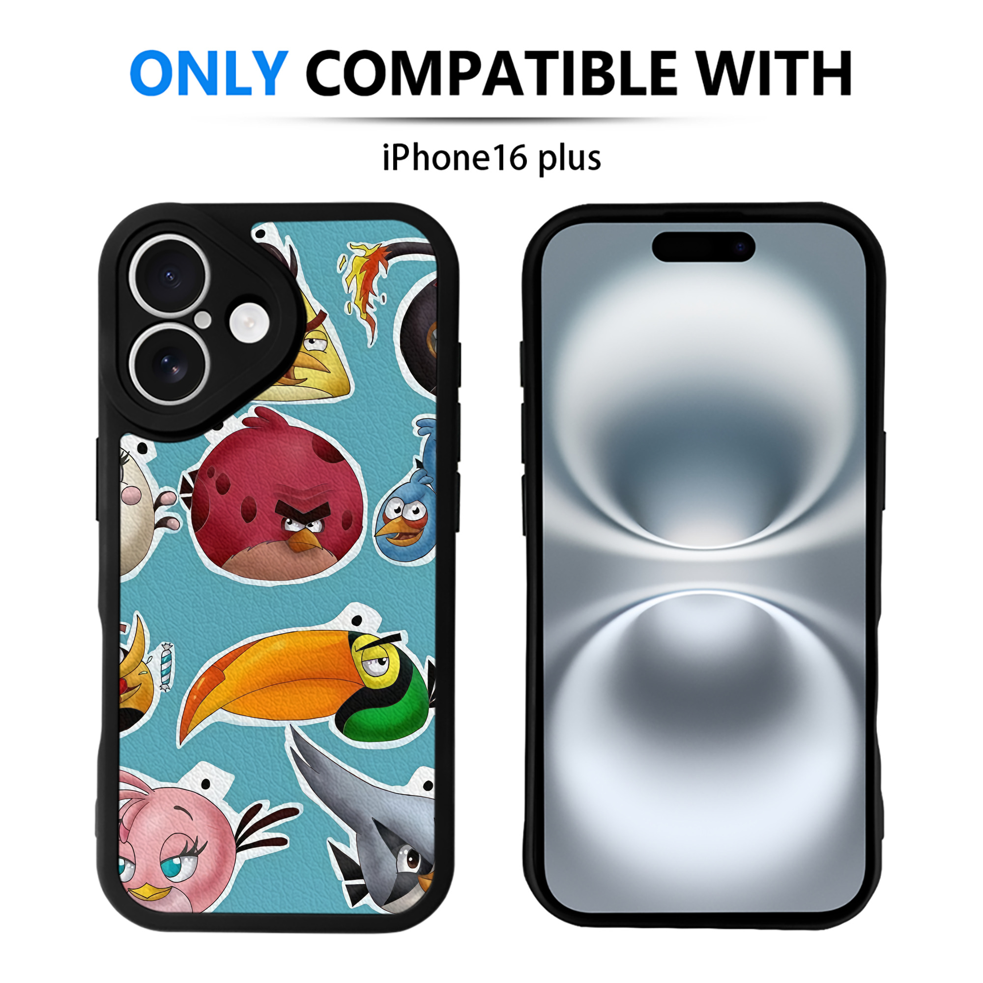 （画像用） Angry Birds アングリーバード 【iPhone 16シリーズ対応】シリコンスマホケース（レザー調） 材質：シリコン